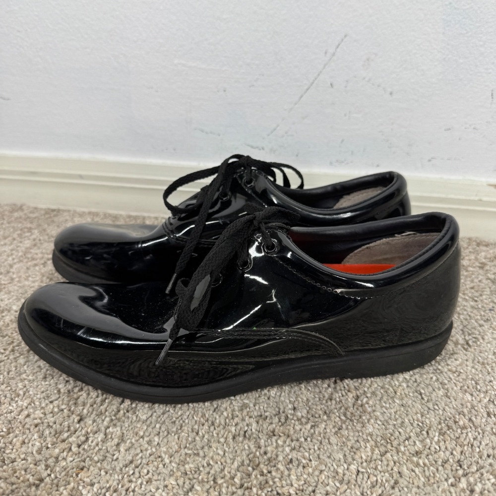 Dinkles Black Patent Marching Band Shoes Shiny Lace Up Oxford Uniform Men 9 W 11